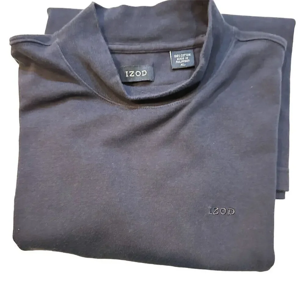 IZOD Men's XL Blue Long Sleeve Mock Neck T-Shirt Solid Classic Design - Picture 4 of 9